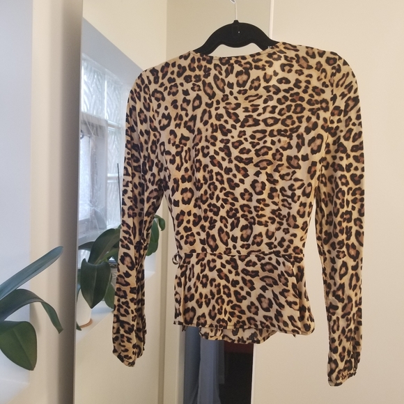 Leopard Print Wrap Top - Picture 2 of 6